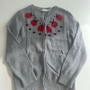 Stella McCartney Kids Gray Cardigan with Red Ladybugs